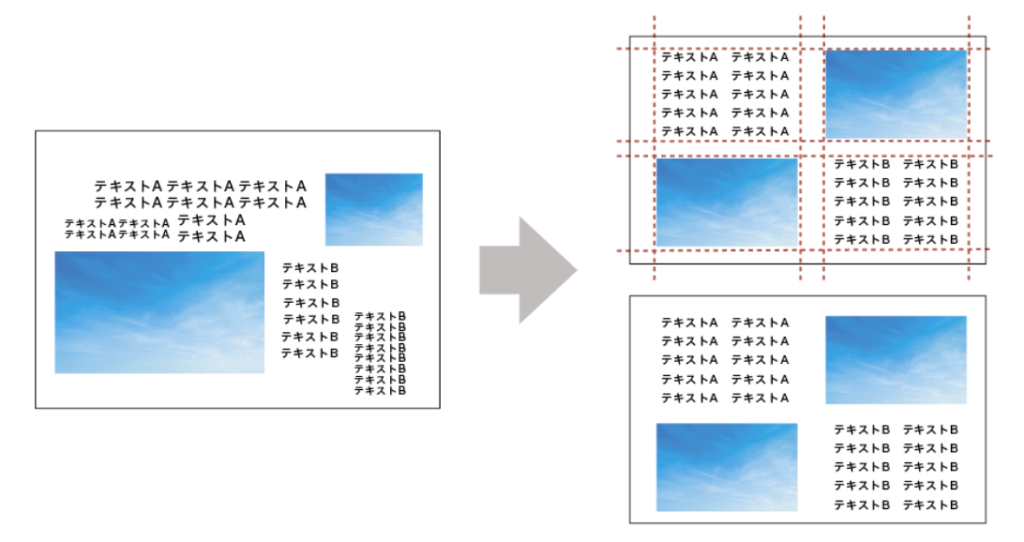 文字や要素を揃える例